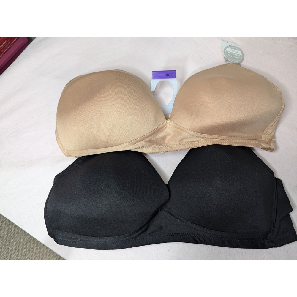 2 lot JUST BE 40C Wireless Bra Nude black light‎ padding NWT